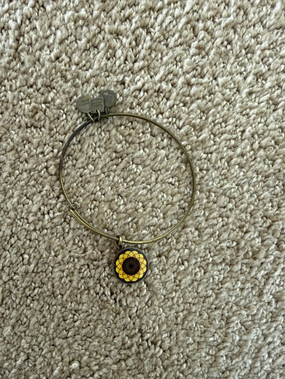 Alex and Ani Yellow Sunflower Enamel Charm Bangle